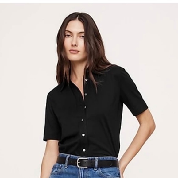 Banana Republic Tops - Banana Republic black knit short sleeve button down NWT size S